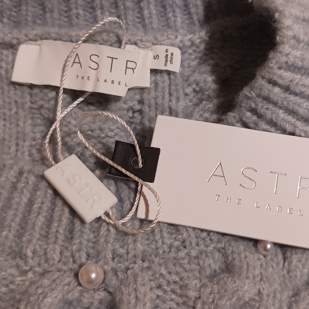 ASTR Koami Pearl Embellished Cableknit Sweater Haze Blue - Picture 8 of 10